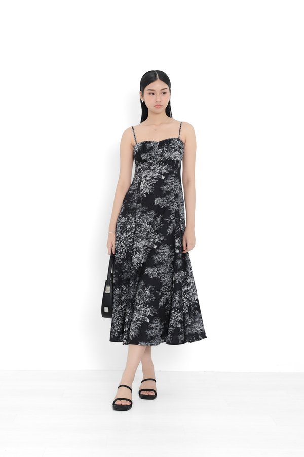 (PREORDER) *TPZ* ALLURE FLOWY MAXI DRESS IN SIGNATURE BLACK TOILE
