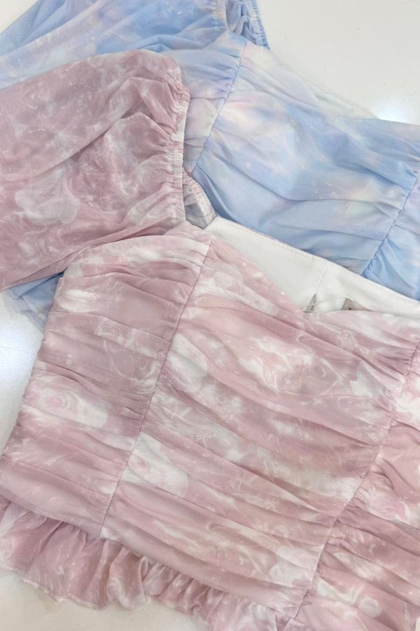 (PO ETA: MID JULY) *TPZ LUXE MESH* DESTINY FLUTTER SLEEVES TOP IN FANTASY ROMANCE PINK