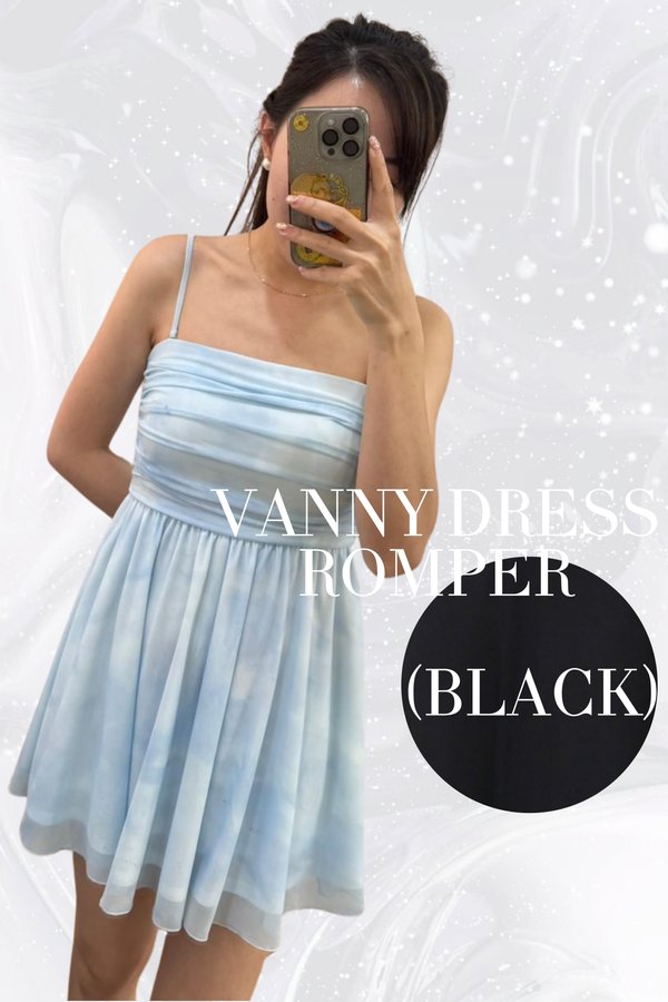 (PO ETA: MID AUG) "*TPZ LUXE MESH* VANNY DRESS ROMPER (WITH DETACHABLE SHORTS) IN BLACK