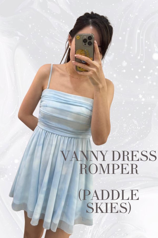 (PO ETA: MID AUG) "*TPZ LUXE MESH* VANNY DRESS ROMPER (WITH DETACHABLE SHORTS) IN PADDLE SKIES