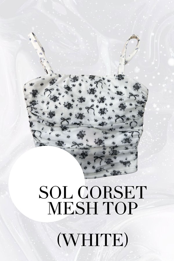 (PO ETA: MID AUG) *LUXE MESH* SOL CORSET MESH TOP IN WHITE