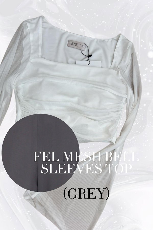 (PO ETA: MID AUG) *TPZ LUXE MESH* FEL MESH BELL SLEEVES TOP IN DARK GREY