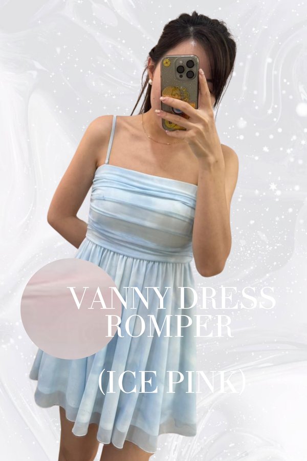 (PO ETA: MID AUG) "*TPZ LUXE MESH* VANNY DRESS ROMPER (WITH DETACHABLE SHORTS) IN ICE PINK