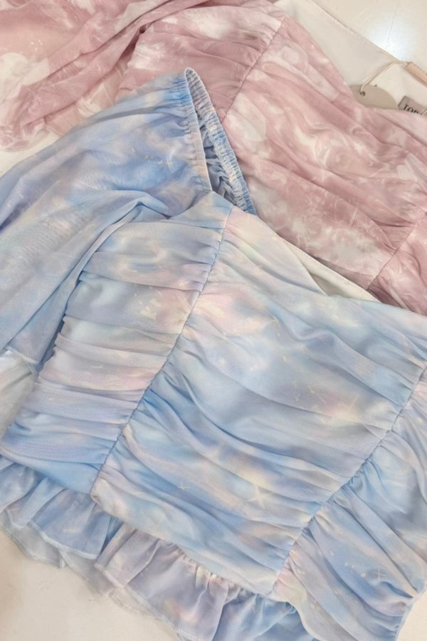 (PO ETA: MID JULY) *TPZ LUXE MESH* DESTINY FLUTTER SLEEVES TOP IN FANTASY SPELLBOUND SKIES