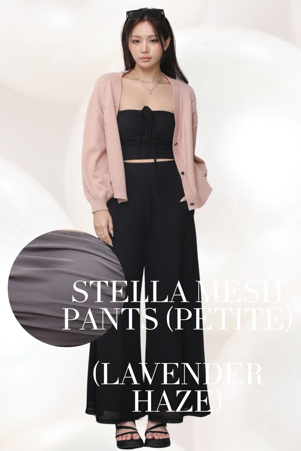 (PO ETA: END AUG) *TPZ LUXE MESH* STELLA HIGH WAISTED FLOWY MESH PANTS (PETITE) IN LAVENDER HAZE