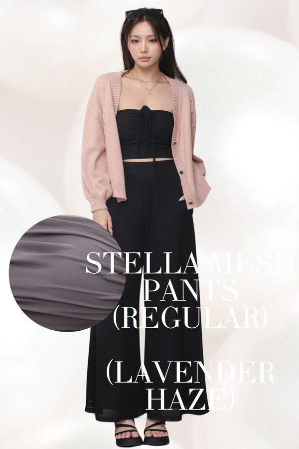 (PO ETA: END AUG) *TPZ LUXE MESH* STELLA HIGH WAISTED FLOWY MESH PANTS (REGULAR) IN LAVENDER HAZE