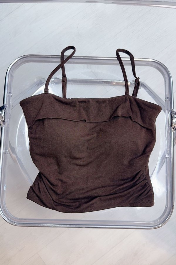 (PREORDER) *TPZ* PERFECT CLASSY RUCHED TOP IN CHOCOLATE