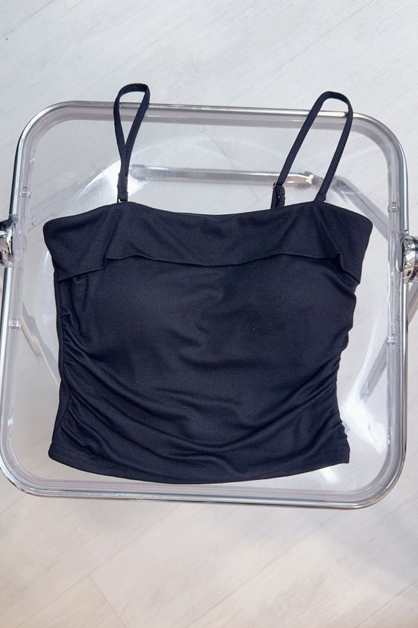 (PREORDER) *TPZ* PERFECT CLASSY RUCHED TOP IN BLACK