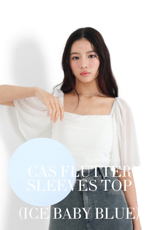 (PO ETA: MID AUG) *TPZ LUXE MESH* CAS FLUTTER SLEEVES TOP IN ICE BABY BLUE