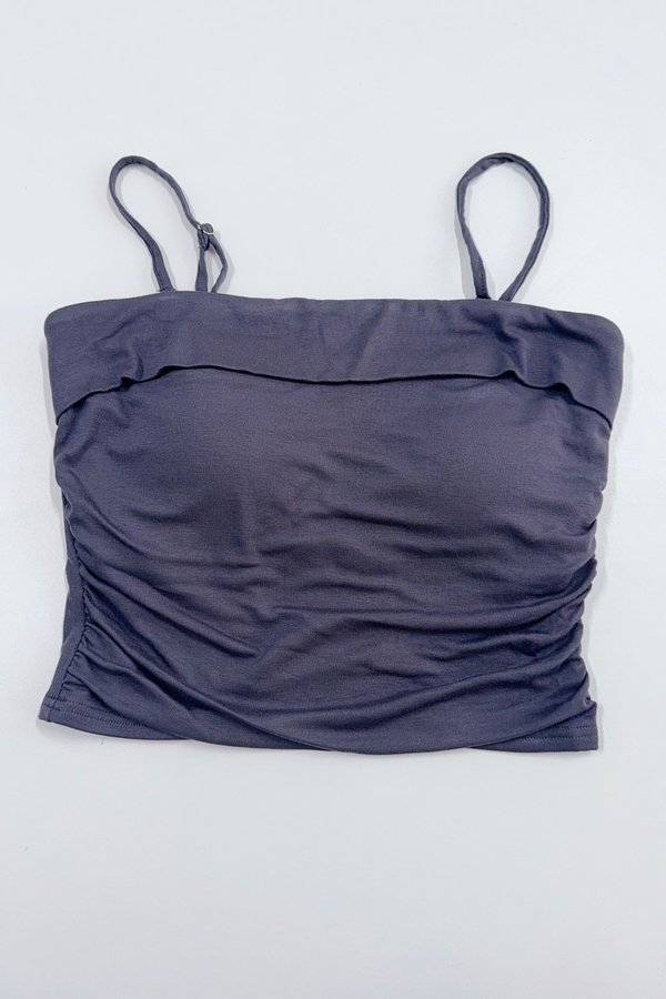 (PREORDER) *TPZ* PERFECT CLASSY RUCHED TOP IN GUNMETAL GREY