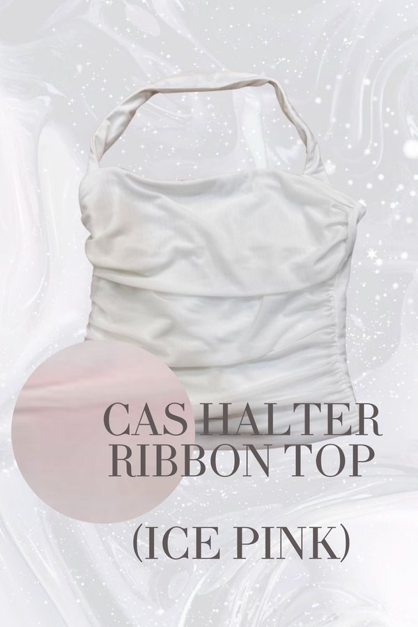 (PO ETA: MID AUG) *TPZ LUXE MESH* CAS HALTER RIBBON TOP IN ICE PINK