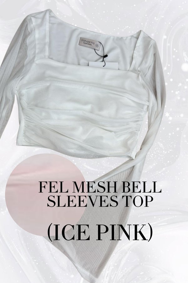 (PO ETA: MID AUG) *TPZ LUXE MESH* FEL MESH BELL SLEEVES TOP IN ICE PINK