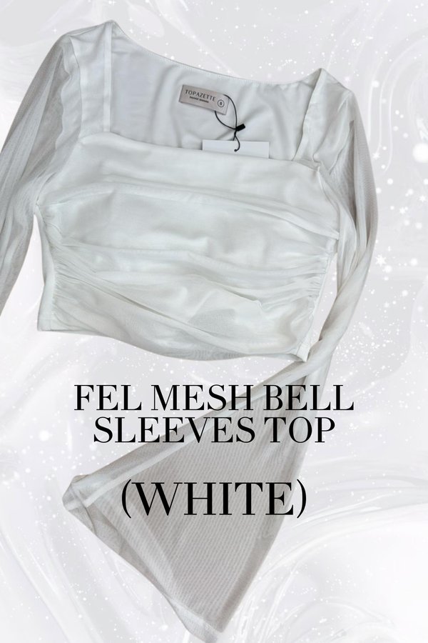 (PO ETA: MID AUG) *TPZ LUXE MESH* FEL MESH BELL SLEEVES TOP IN WHITE