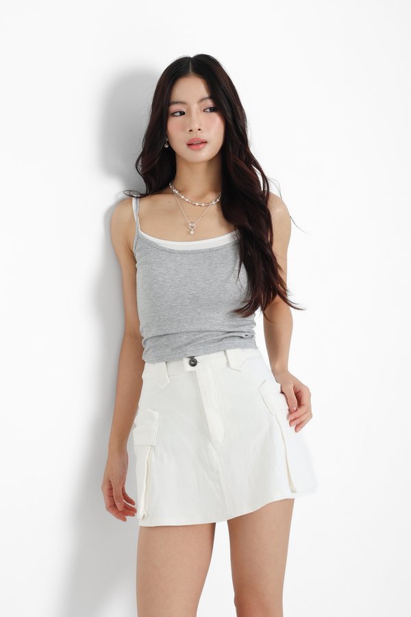 *TPZ* RIVELLE DENIM CARGO SKORTS (REGULAR) IN WHITE