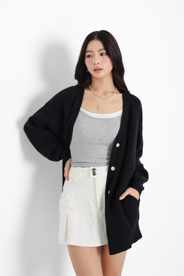 *TPZ* SLUSH OVERSIZED SOFT KNIT CARDIGAN IN BLACK