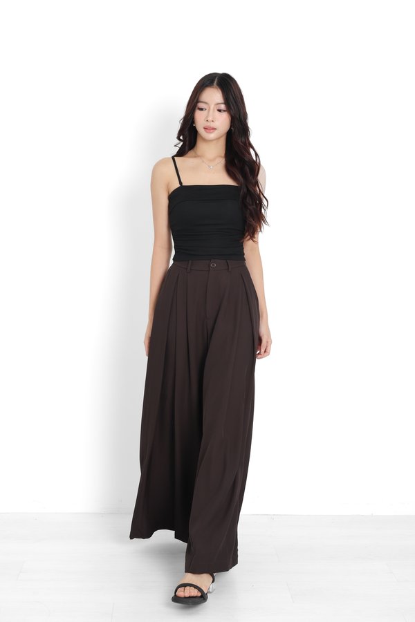*TPZ* PERFECT CLASSY RUCHED TOP IN BLACK