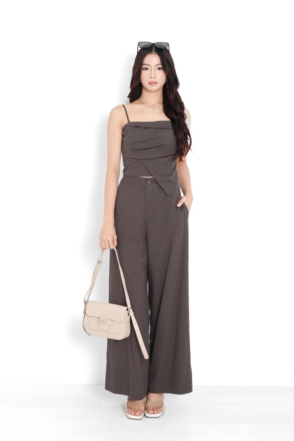(PO ETA: END JULY) *TPZ* EARTH LINEN ASYMMETRICAL TOP IN FRIGGIN BROWN