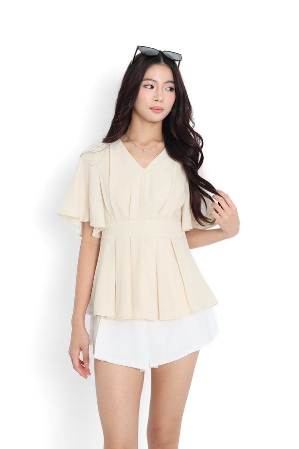 *TPZ* JO FLUTTER SLEEVES TOP 2.0 IN EGGSHELL