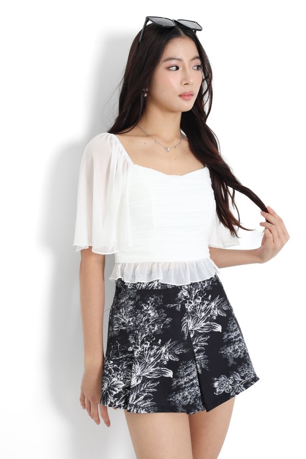 (PO ETA: MID JULY) *TPZ LUXE MESH* DESTINY FLUTTER SLEEVES TOP IN WHITE