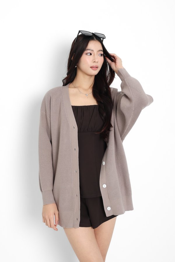 *TPZ* SLUSH OVERSIZED SOFT KNIT CARDIGAN IN COFFEE