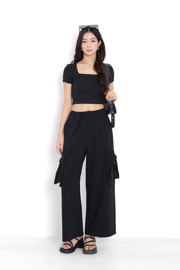*TPZ* ADORE RIBBON CARGO PANTS IN BLACK