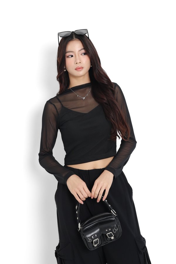 (PO ETA: END JULY) *TPZ LUXE MESH* VELL MESH LONG SLEEVES TOP IN BLACK