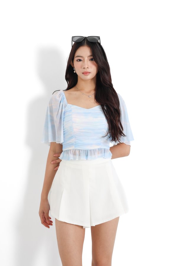 (PO ETA: MID JULY) *TPZ LUXE MESH* DESTINY FLUTTER SLEEVES TOP IN FANTASY SPELLBOUND SKIES