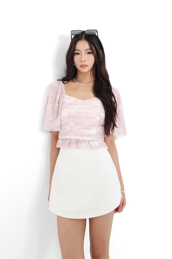 (PO ETA: MID JULY) *TPZ LUXE MESH* DESTINY FLUTTER SLEEVES TOP IN FANTASY ROMANCE PINK