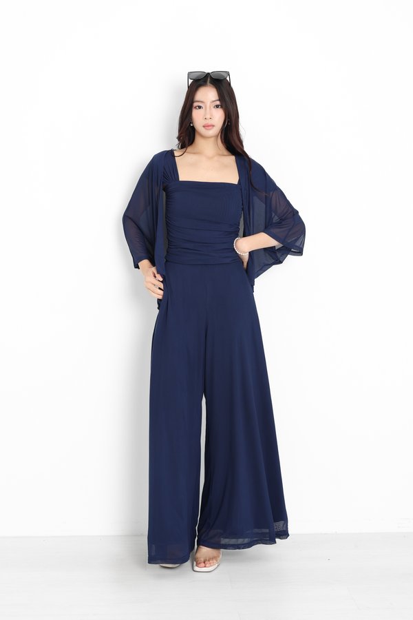 (PO ETA: END AUG) *TPZ LUXE MESH* STELLA HIGH WAISTED FLOWY MESH PANTS (REGULAR) IN MIDNIGHT NAVY