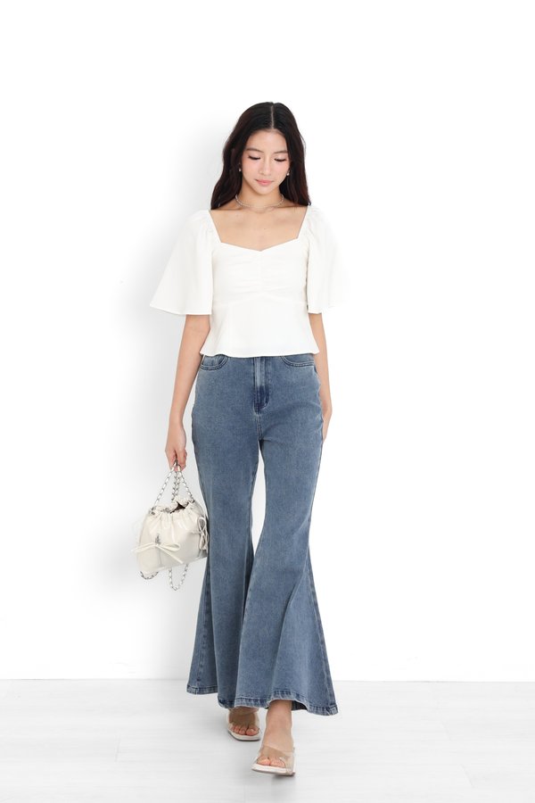 *TPZ* SKYLINE BELL BOTTOM DENIM JEANS (PETITE) IN DARK WASH