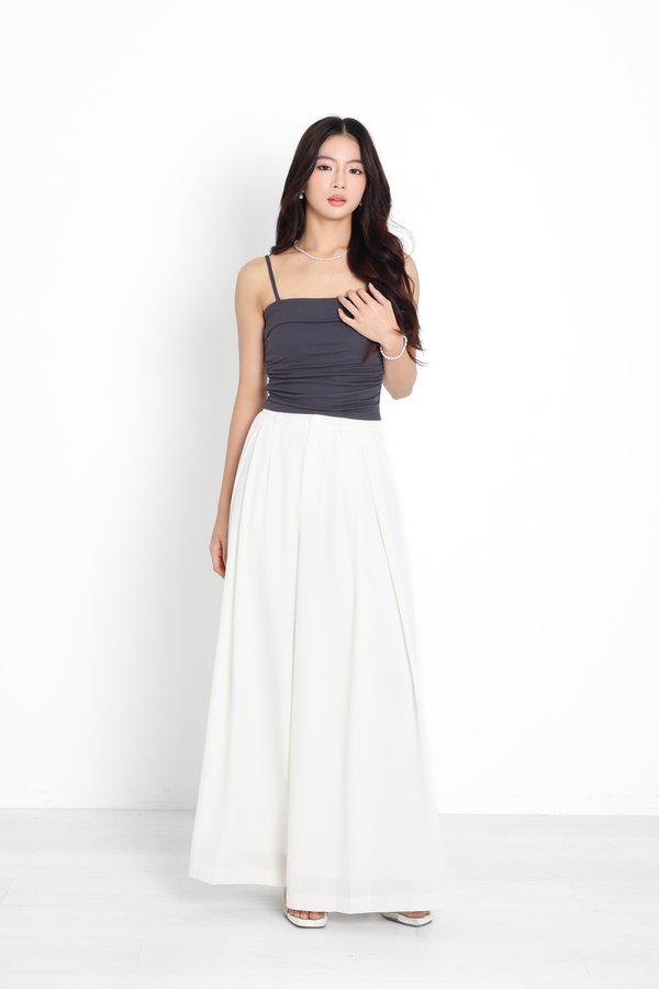 *TPZ* PERFECT CLASSY RUCHED TOP IN GUNMETAL GREY