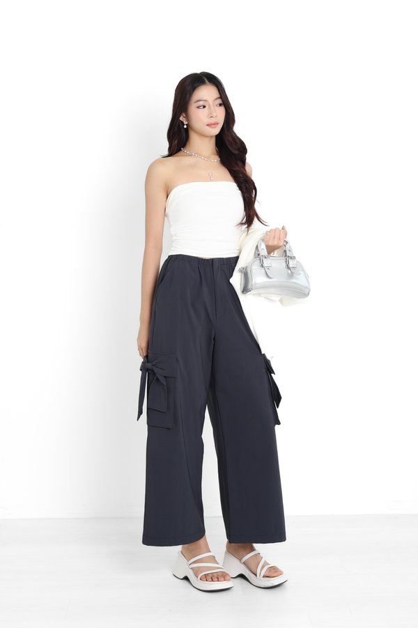 *TPZ* ADORE RIBBON CARGO PANTS IN GUNMETAL BLUE