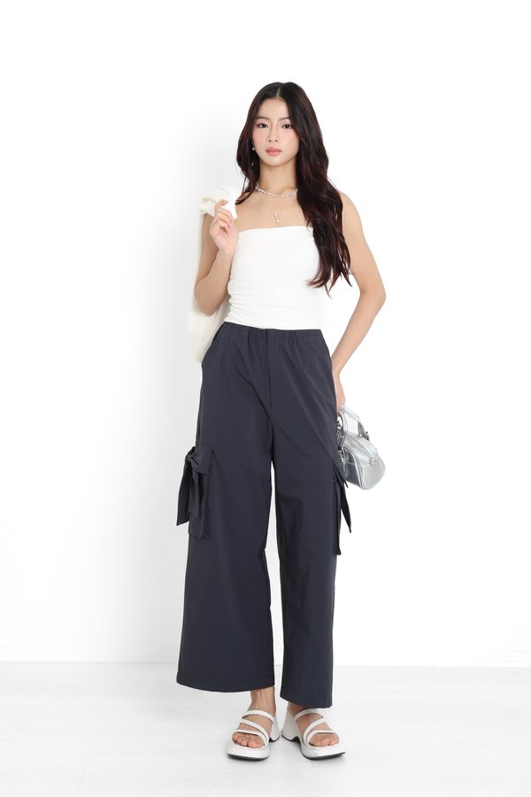 *TPZ* ADORE RIBBON CARGO PANTS IN GUNMETAL BLUE