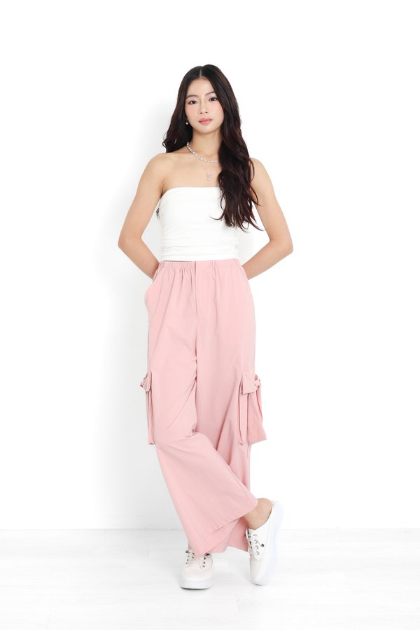 *TPZ* ADORE RIBBON CARGO PANTS IN ICE PINK