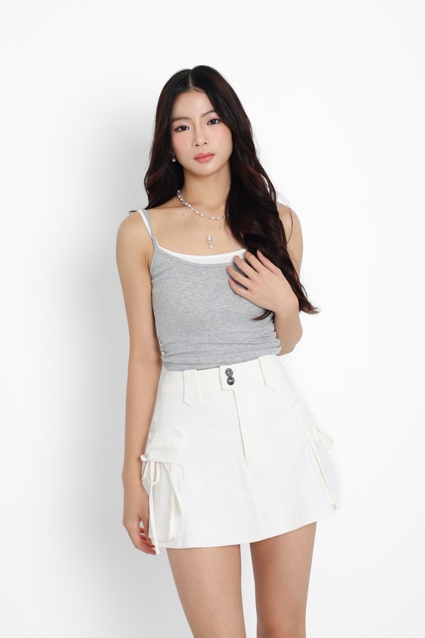 *TPZ* RIVELLE DENIM CARGO SKORTS (PETITE) IN WHITE