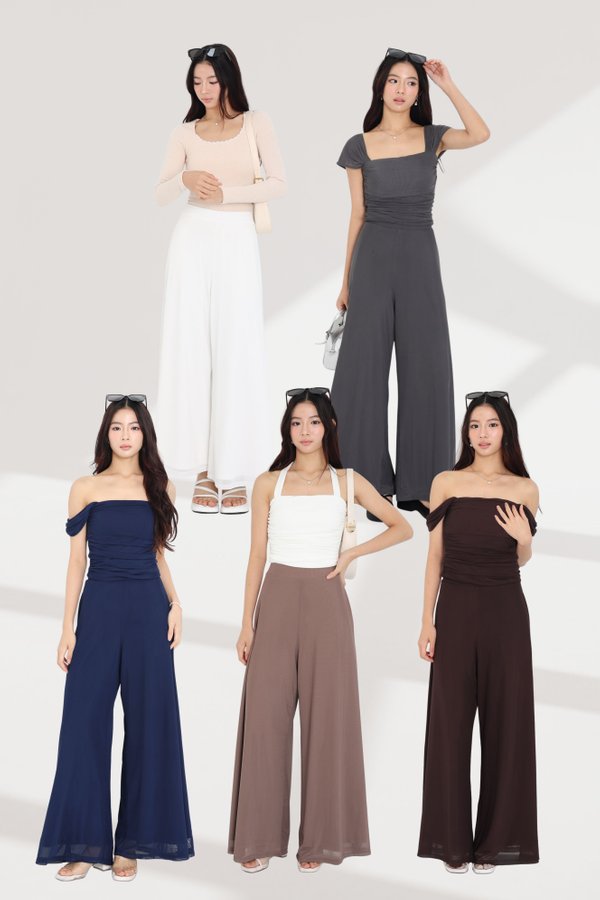 *TPZ LUXE MESH* (REGULAR) STELLA HIGH WAISTED FLOWY MESH PANTS (MULTIPLE COLOURS)