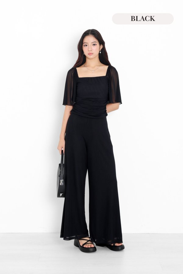 *TPZ LUXE MESH* (REGULAR) STELLA HIGH WAISTED FLOWY MESH PANTS (MULTIPLE COLOURS)