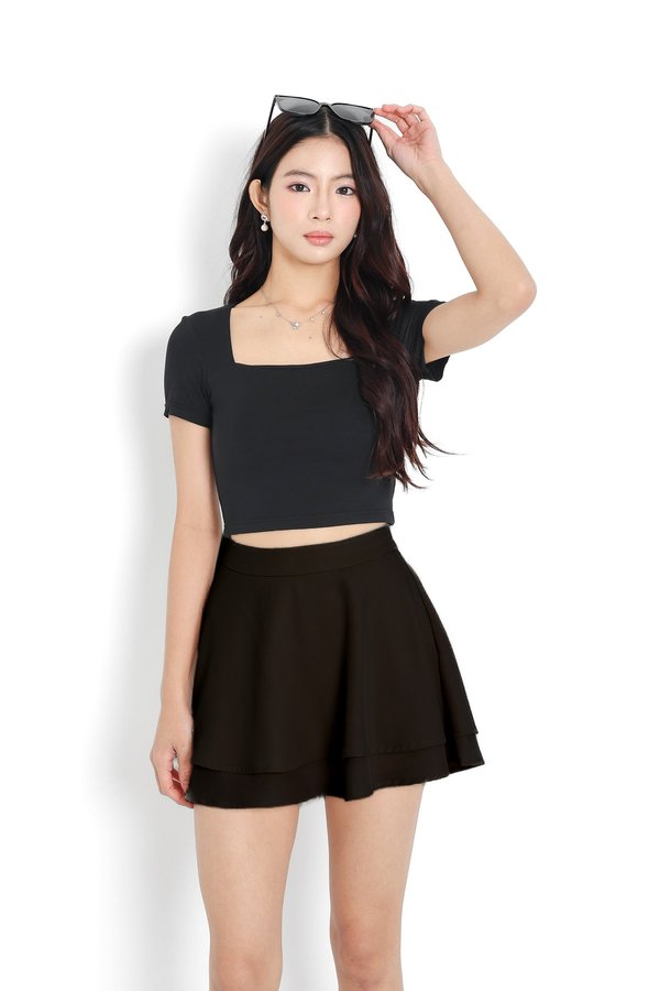 *TPZ* BLAIR DOUBLE TIER SKORTS IN FRIGGIN' BROWN