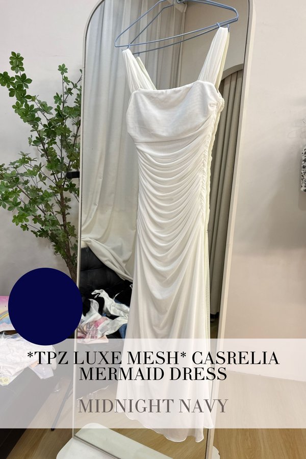 (PO ETA: END AUG) *TPZ LUXE MESH* CASRELIA MERMAID DRESS IN MIDNIGHT NAVY