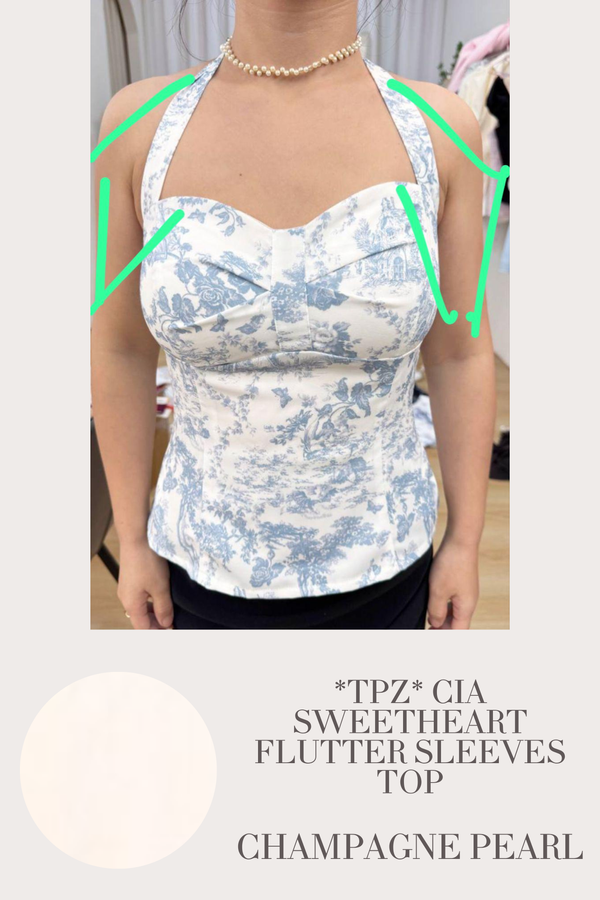 (PO ETA: END AUG) *TPZ* CIA SWEETHEART FLUTTER TOP IN CHAMPAGNE PEARL