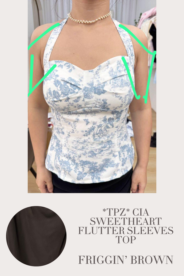 (PO ETA: END AUG) *TPZ* CIA SWEETHEART FLUTTER TOP IN FRIGGIN' BROWN