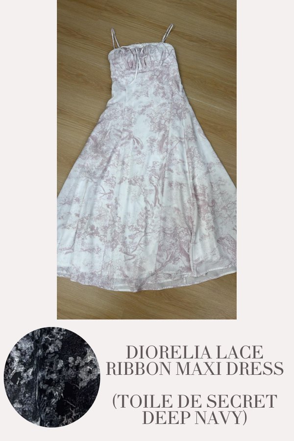 (PO ETA: END AUG) *TPZ* DIORELIA LACE RIBBON MAXI DRESS IN TOILE DE SECRET DEEP NAVY