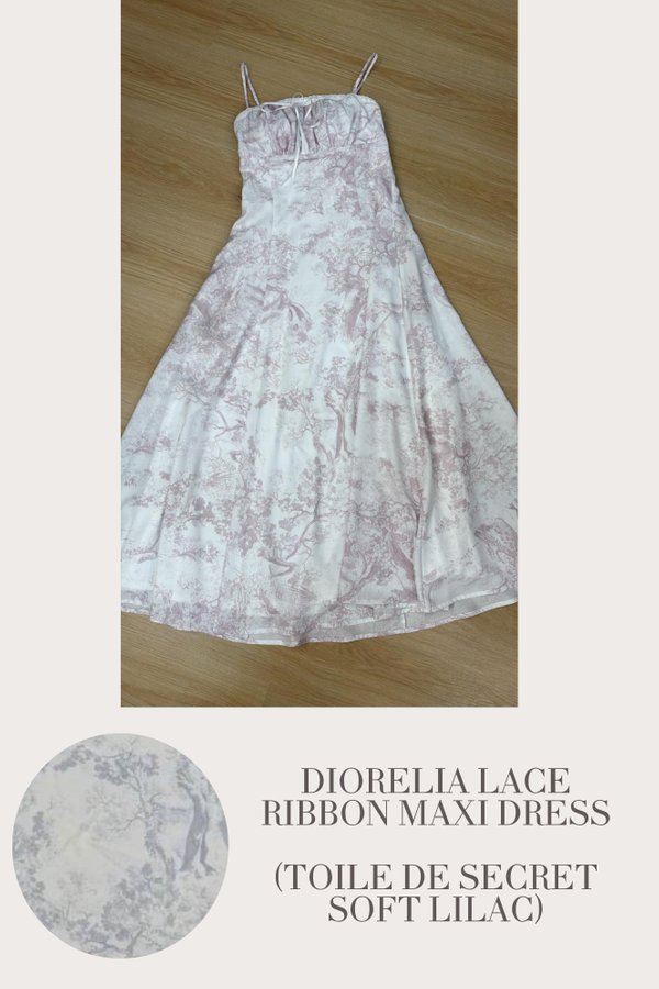 (PO ETA: END AUG) *TPZ* DIORELIA LACE RIBBON MAXI DRESS IN TOILE DE SECRET SOFT LILAC