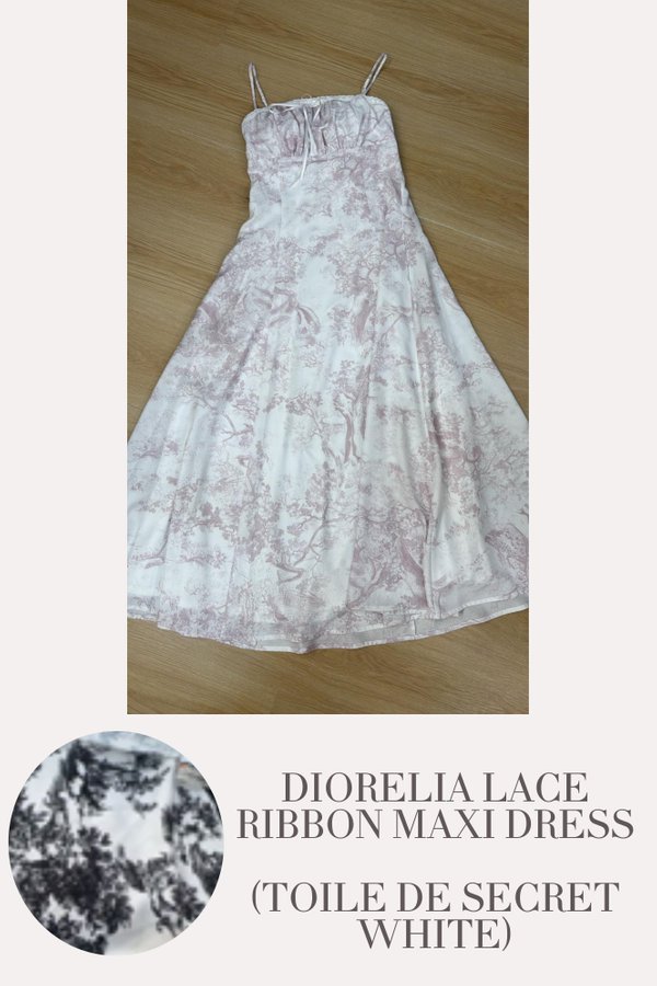 (PO ETA: END AUG) *TPZ* DIORELIA LACE RIBBON MAXI DRESS IN TOILE DE SECRET WHITE