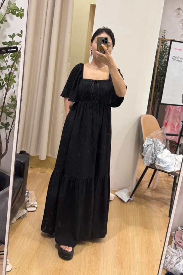 (PO ETA: END AUG) *TPZ* DIORETTE FLUTTER LACE RIBBON MAXI IN BLACK