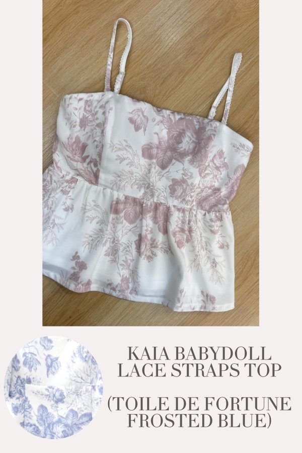 (PO ETA: END AUG) *TPZ* KAIA BABYDOLL LACE STRAPS TOP IN TOILE DE FORTUNE FROSTED BLUE