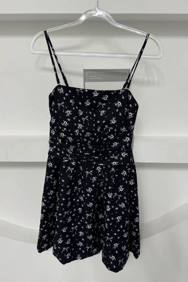 (PO ETA: END JULY) *TPZ* LUNE BUBBLE DRESS ROMPER (WITH DETACHABLE SHORTS) IN JARDIN DE RIBBON BLACK