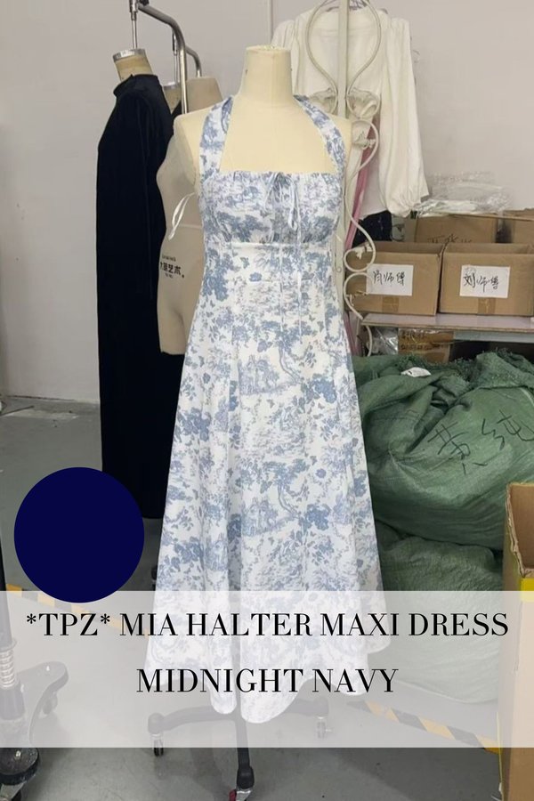 (PO ETA: END AUG) *TPZ* MIA HALTER MAXI DRESS IN MIDNIGHT NAVY