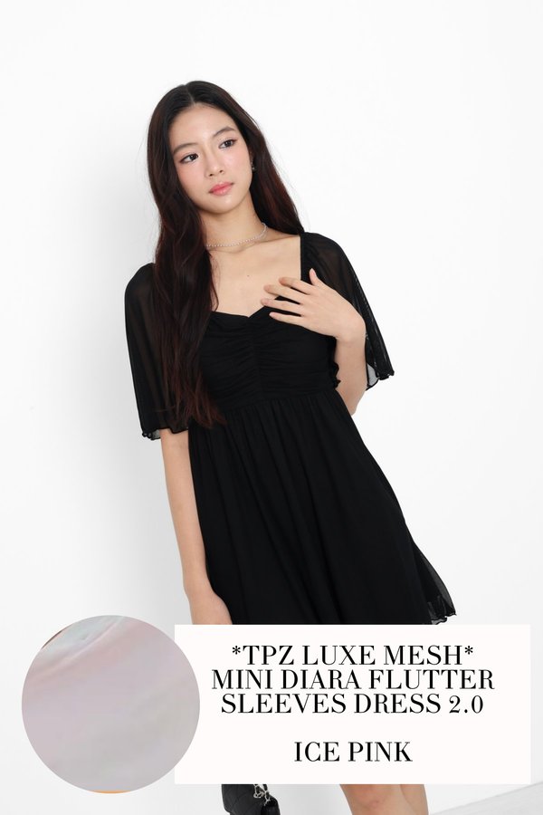 (PO ETA: END AUG) *TPZ LUXE MESH* MINI DIARA FLUTTER SLEEVES DRESS 2.0 IN ICE PINK