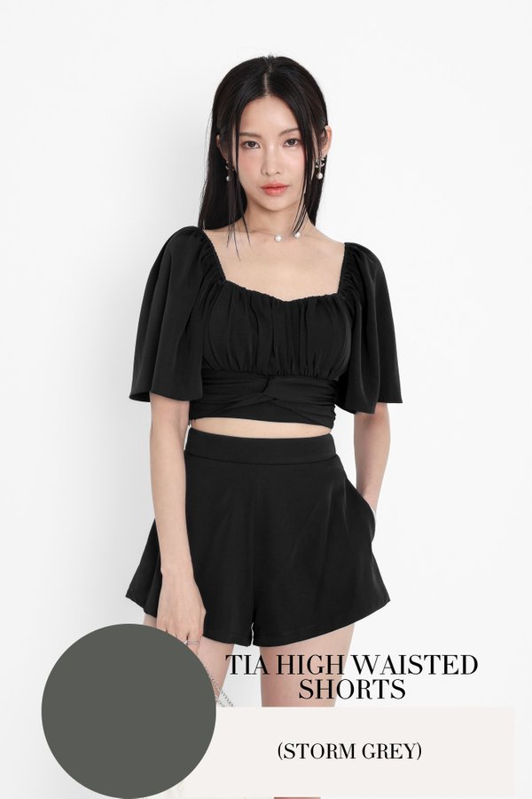 (PO ETA: MID JULY) *TPZ* TIA HIGH WAISTED SHORTS IN STORM GREY